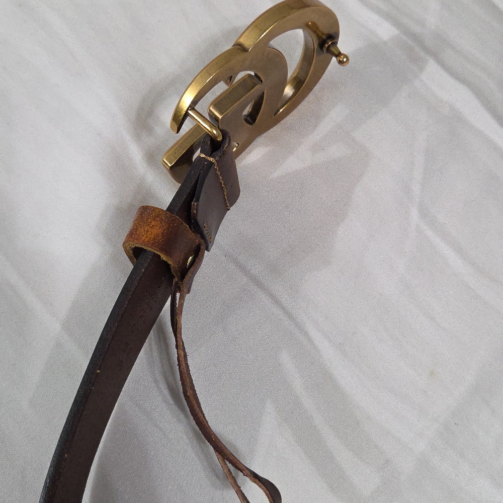 Gucci Brown Leather Belt with Gold Double G Buckle - Picture 8 of 16